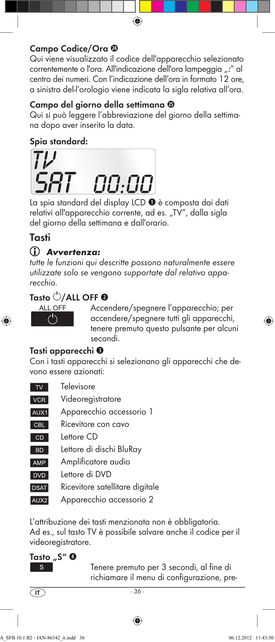 Tasti | Silvercrest SFB 10.1 B2 User Manual | Page 38 / 116