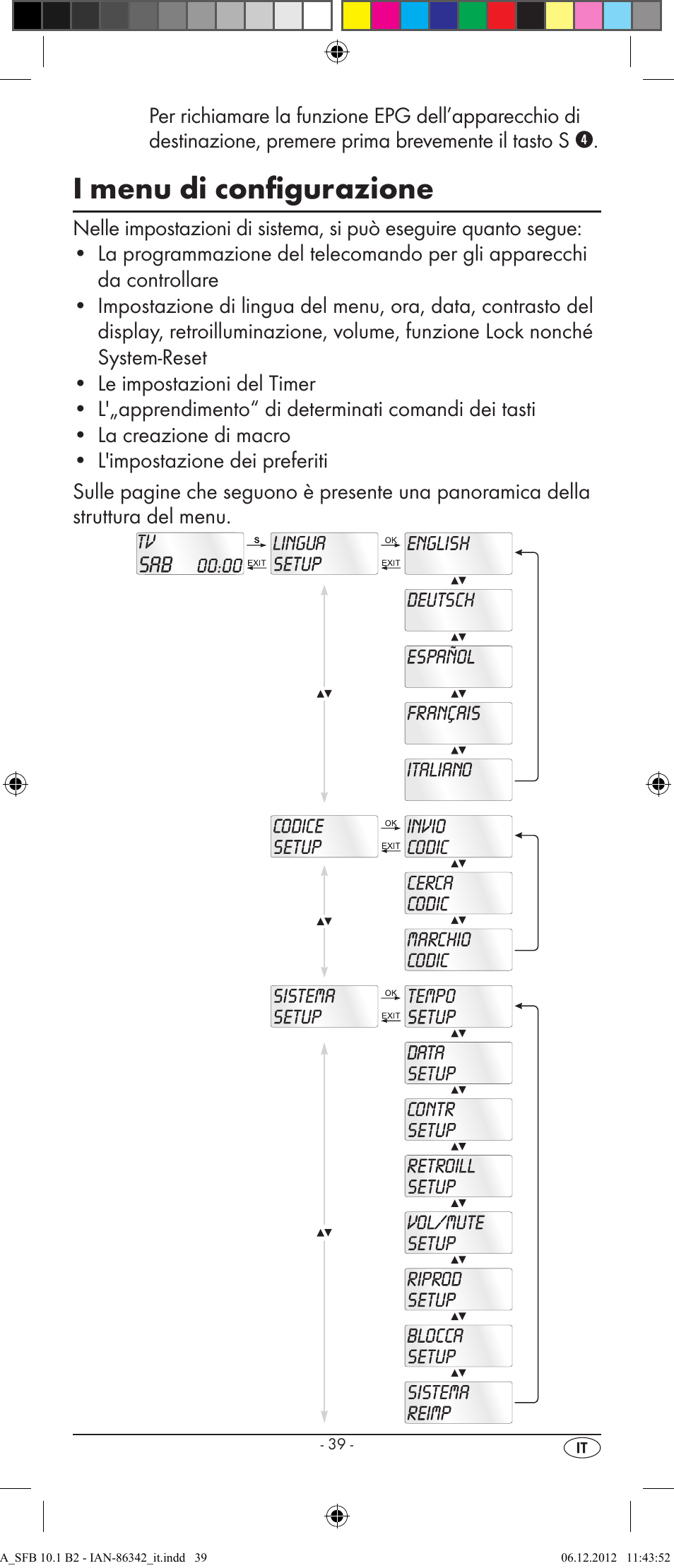 I menu di configurazione | Silvercrest SFB 10.1 B2 User Manual | Page 41 / 116
