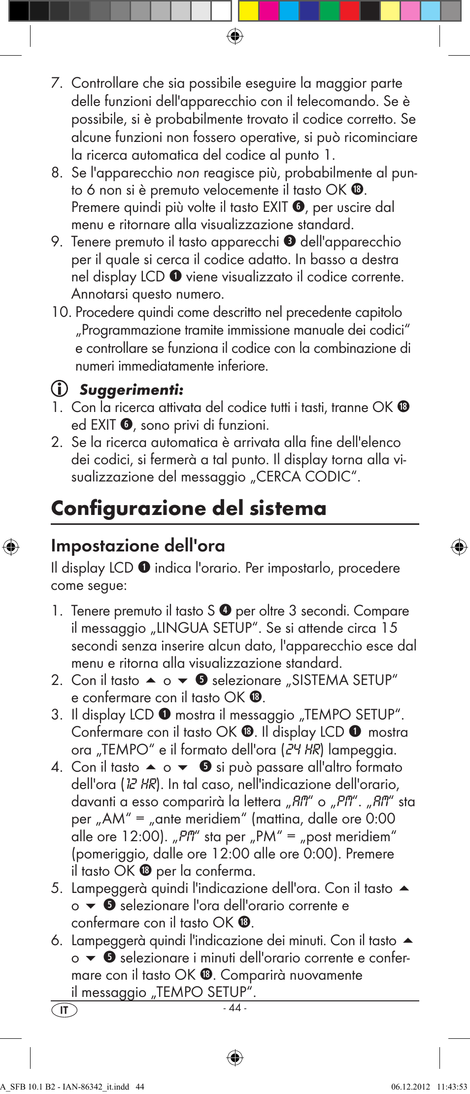 Configurazione del sistema, Impostazione dell'ora | Silvercrest SFB 10.1 B2 User Manual | Page 46 / 116