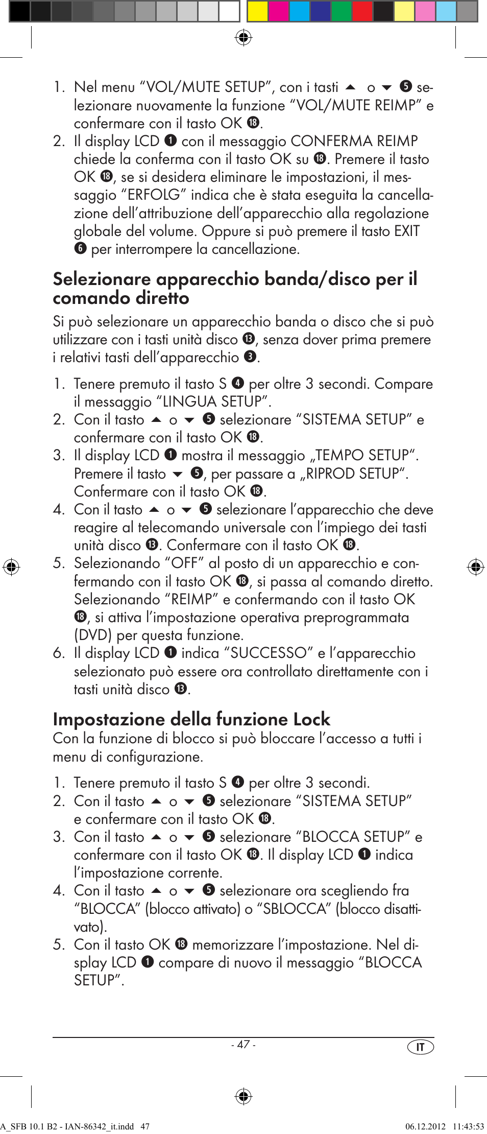 Impostazione della funzione lock | Silvercrest SFB 10.1 B2 User Manual | Page 49 / 116