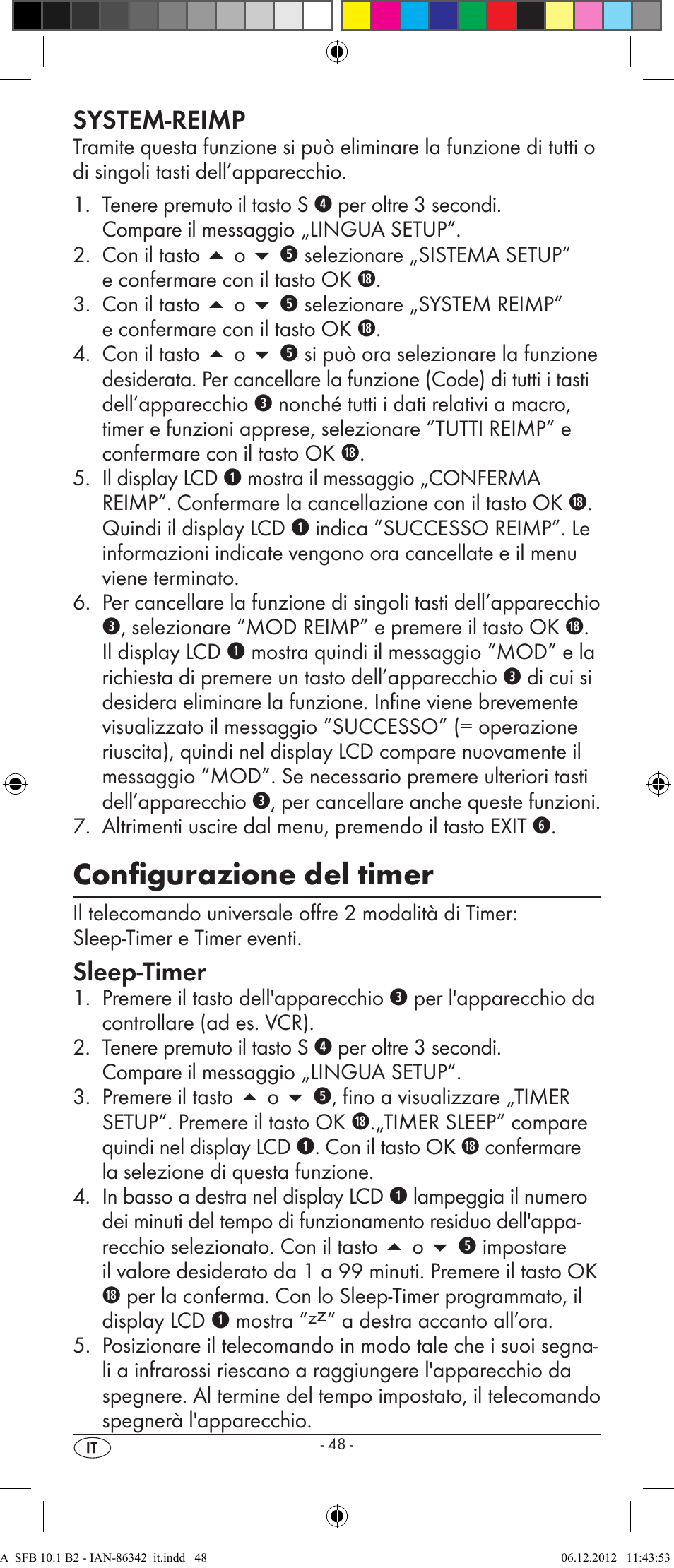 Configurazione del timer, System-reimp, Sleep-timer | Silvercrest SFB 10.1 B2 User Manual | Page 50 / 116