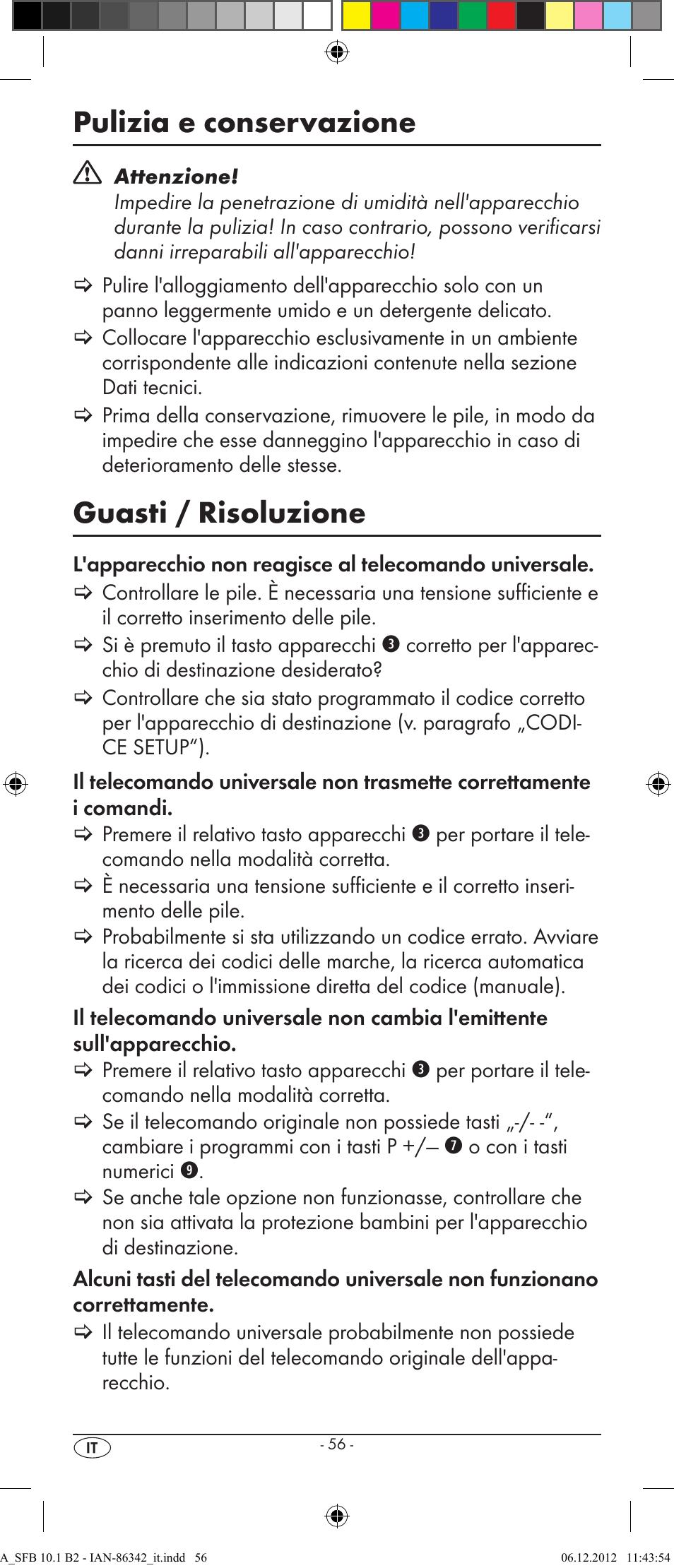 Pulizia e conservazione, Guasti / risoluzione | Silvercrest SFB 10.1 B2 User Manual | Page 58 / 116