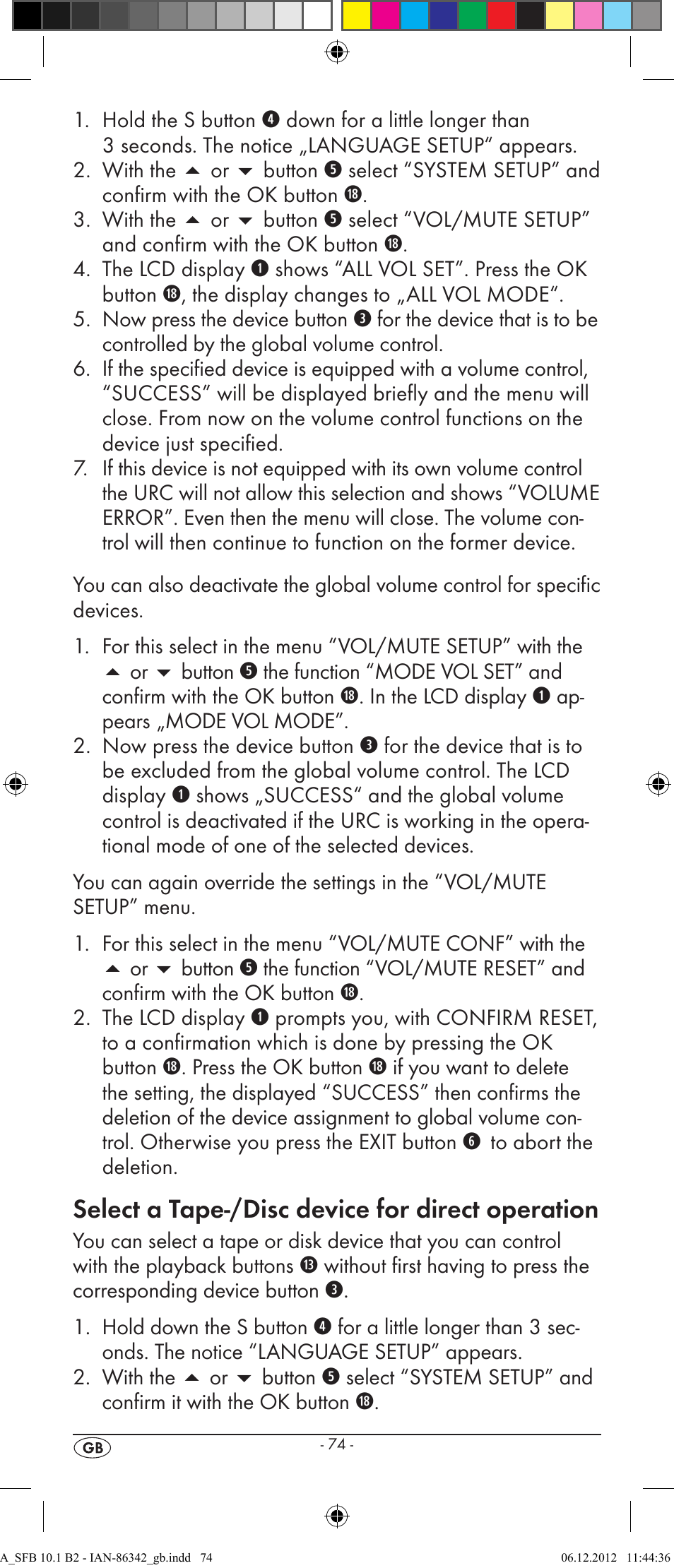 Select a tape-/disc device for direct operation | Silvercrest SFB 10.1 B2 User Manual | Page 76 / 116