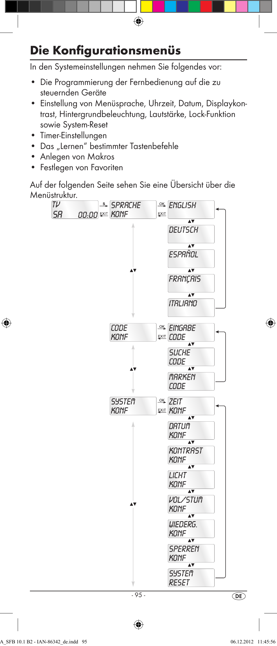 Die konfigurationsmenüs | Silvercrest SFB 10.1 B2 User Manual | Page 97 / 116