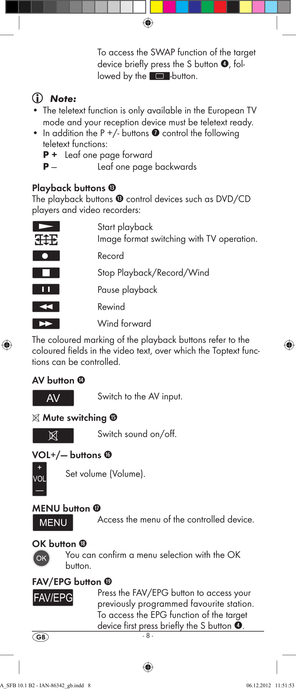 Silvercrest 10-IN-1 REMOTE CONTROL SFB 10.1 B2 User Manual | Page 10 / 116
