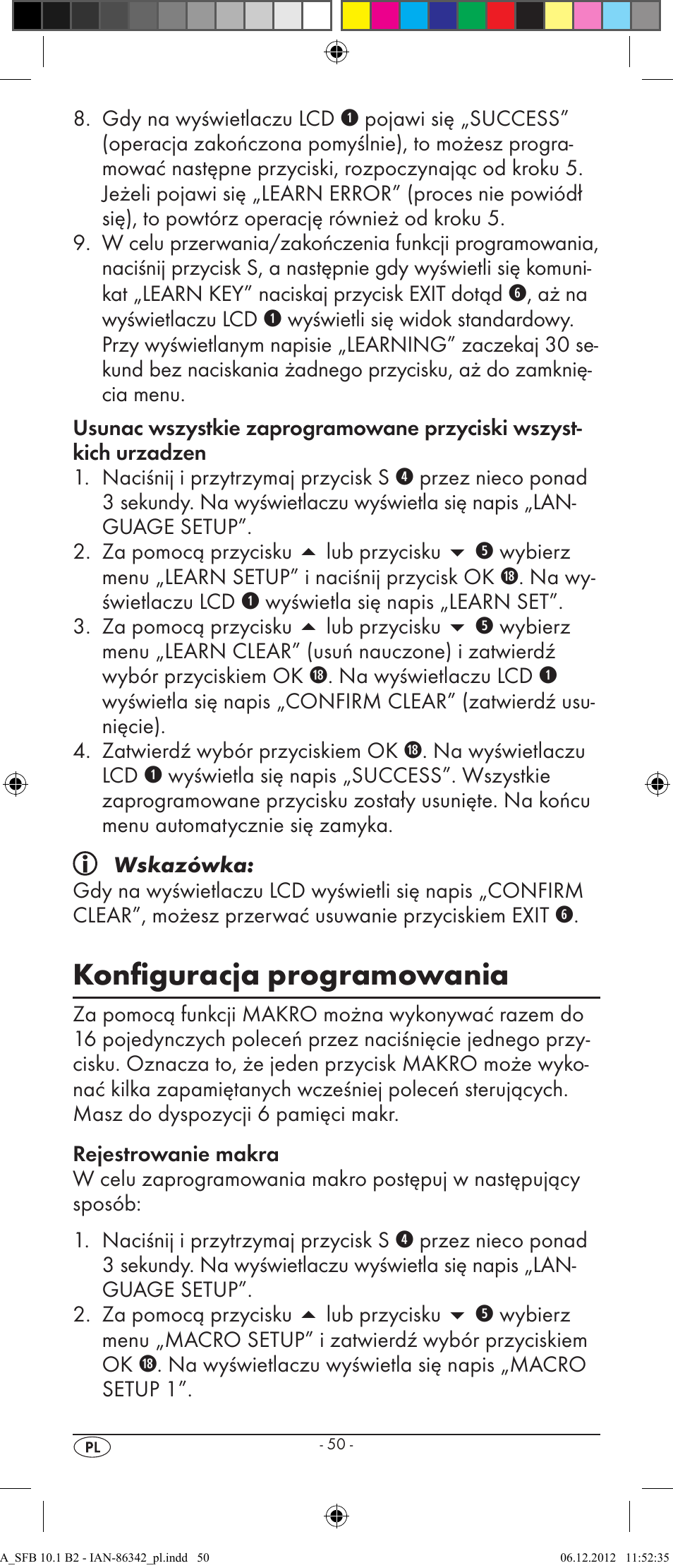 Konfiguracja programowania | Silvercrest 10-IN-1 REMOTE CONTROL SFB 10.1 B2 User Manual | Page 52 / 116