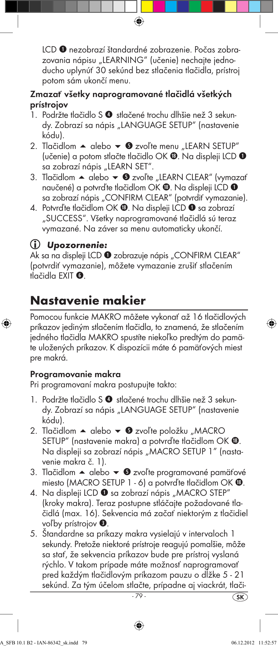 Nastavenie makier | Silvercrest 10-IN-1 REMOTE CONTROL SFB 10.1 B2 User Manual | Page 81 / 116