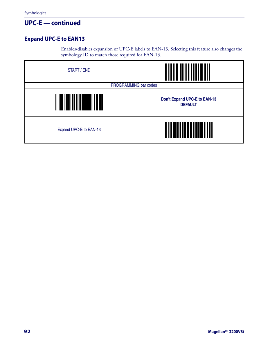 Expand upc-e to ean13, Upc-e — continued | Datalogic Scanning MAGELLAN 3200VSI User Manual | Page 100 / 200