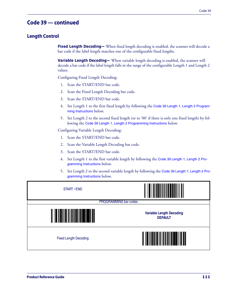 Length control, Code 39 — continued | Datalogic Scanning MAGELLAN 3200VSI User Manual | Page 119 / 200