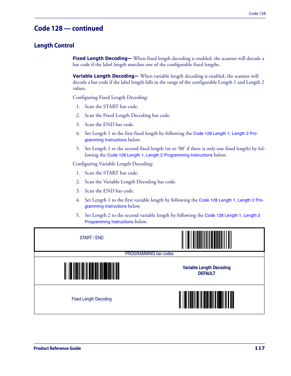 Length control, Code 128 — continued | Datalogic Scanning MAGELLAN 3200VSI User Manual | Page 125 / 200