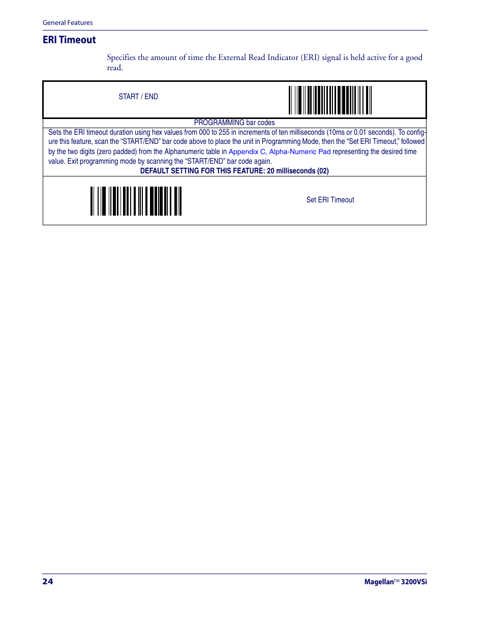 Eri timeout | Datalogic Scanning MAGELLAN 3200VSI User Manual | Page 32 / 200