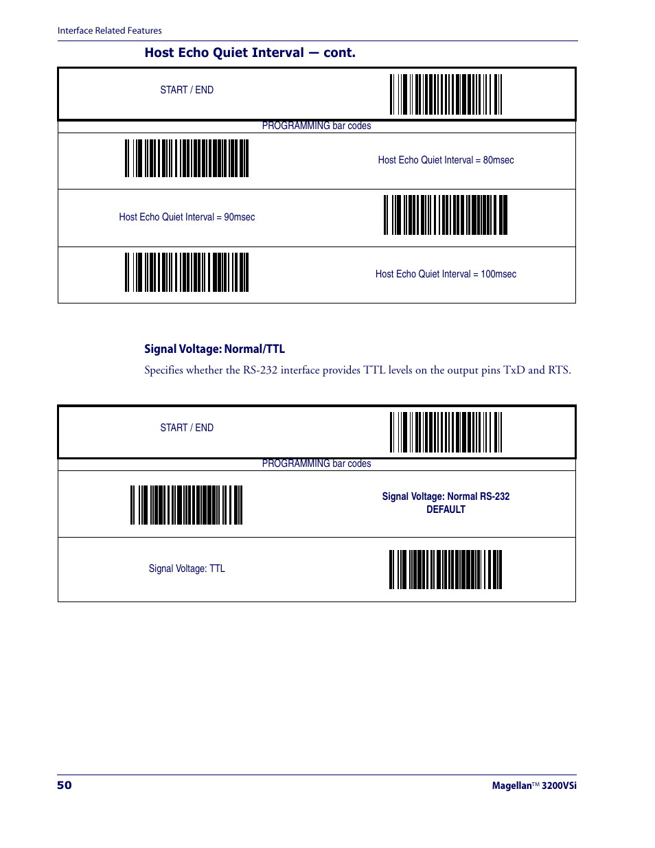 Signal voltage: normal/ttl | Datalogic Scanning MAGELLAN 3200VSI User Manual | Page 58 / 200