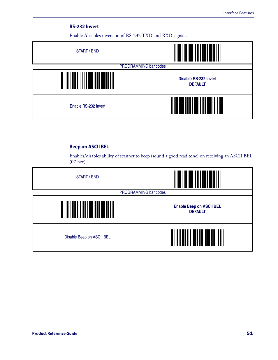 Rs-232 invert beep on ascii bel | Datalogic Scanning MAGELLAN 3200VSI User Manual | Page 59 / 200