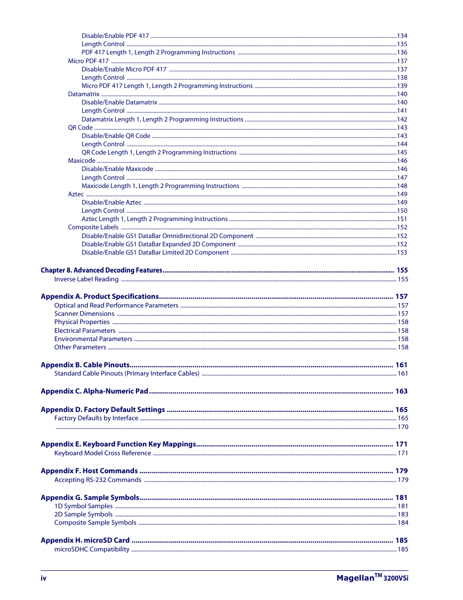 Datalogic Scanning MAGELLAN 3200VSI User Manual | Page 6 / 200
