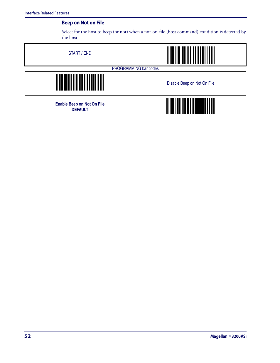 Beep on not on file | Datalogic Scanning MAGELLAN 3200VSI User Manual | Page 60 / 200