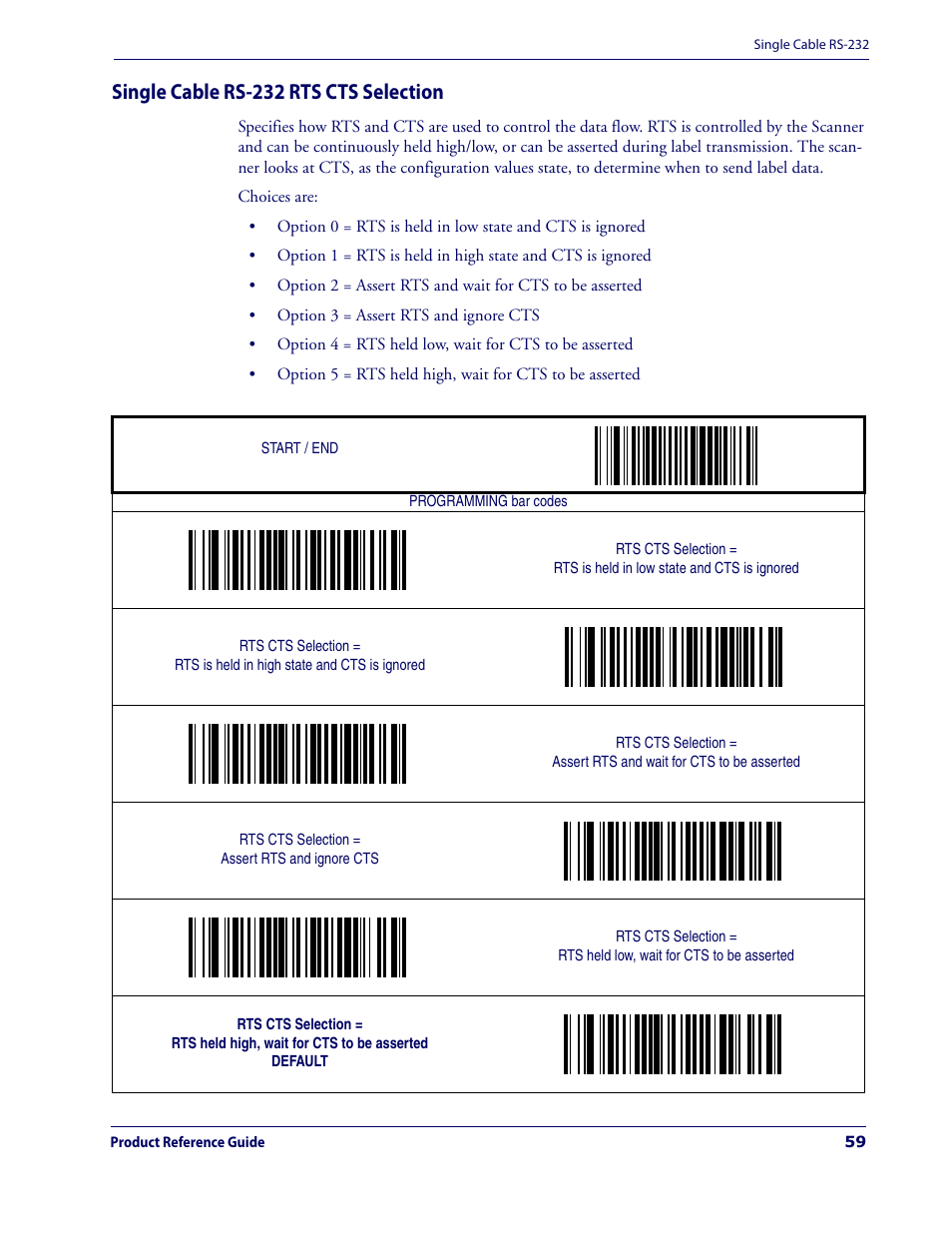 Single cable rs-232 rts cts selection | Datalogic Scanning MAGELLAN 3200VSI User Manual | Page 67 / 200