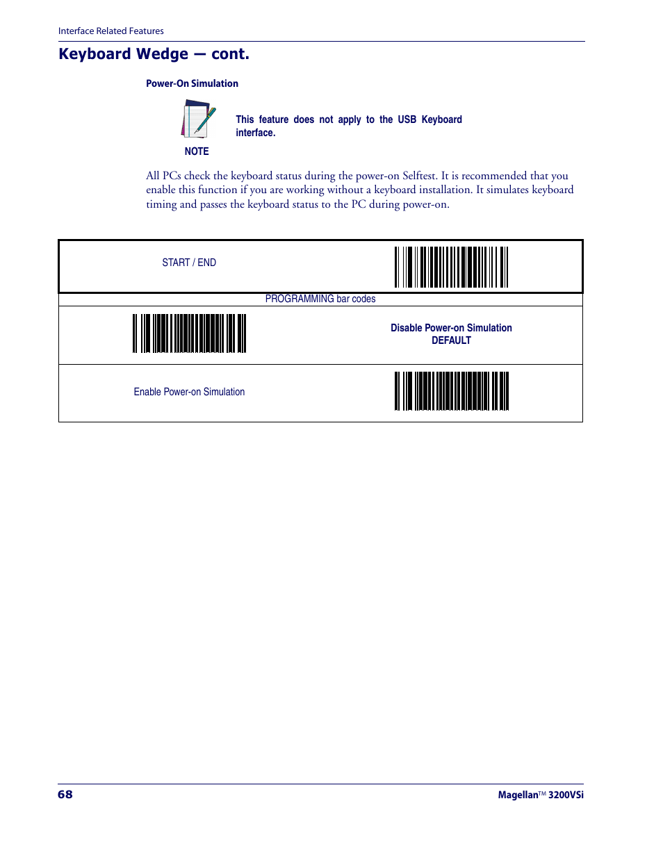 Keyboard wedge — cont | Datalogic Scanning MAGELLAN 3200VSI User Manual | Page 76 / 200