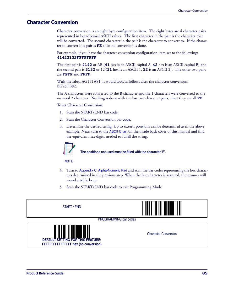 Character conversion | Datalogic Scanning MAGELLAN 3200VSI User Manual | Page 93 / 200