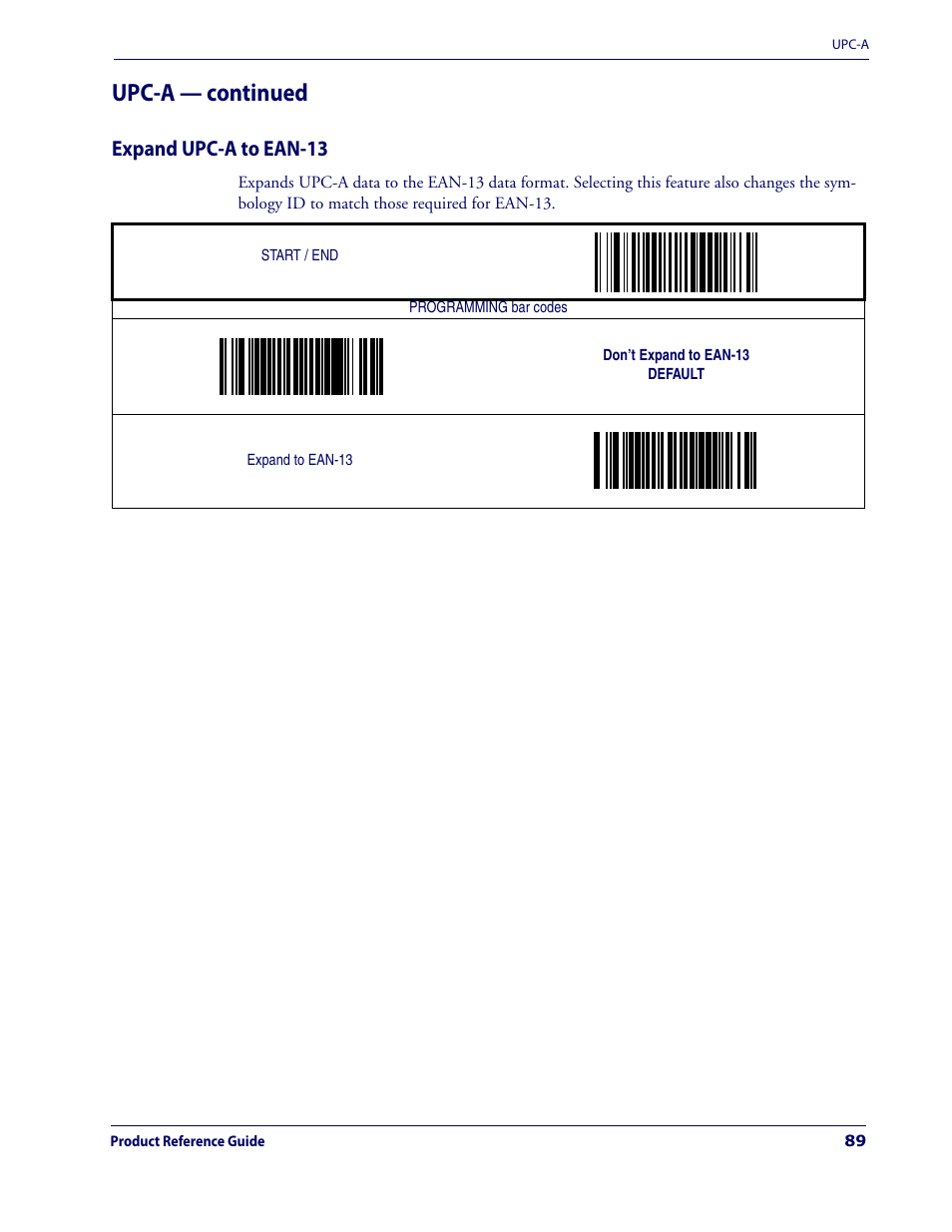 Expand upc-a to ean-13, Upc-a — continued | Datalogic Scanning MAGELLAN 3200VSI User Manual | Page 97 / 200