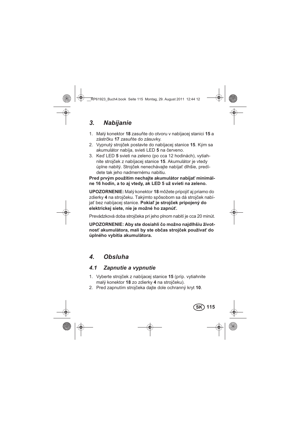 Nabíjanie, Obsluha | Silvercrest SDR 1000 A1 User Manual | Page 117 / 154