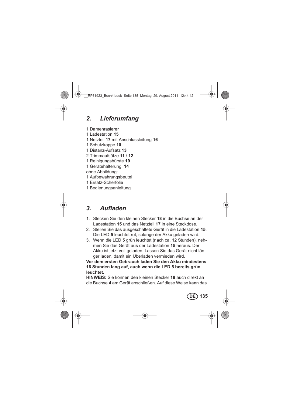 Lieferumfang, Aufladen | Silvercrest SDR 1000 A1 User Manual | Page 137 / 154