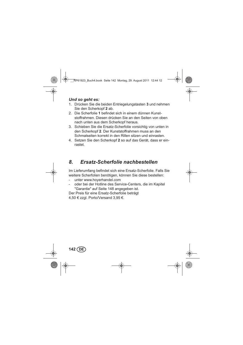 Ersatz-scherfolie nachbestellen | Silvercrest SDR 1000 A1 User Manual | Page 144 / 154