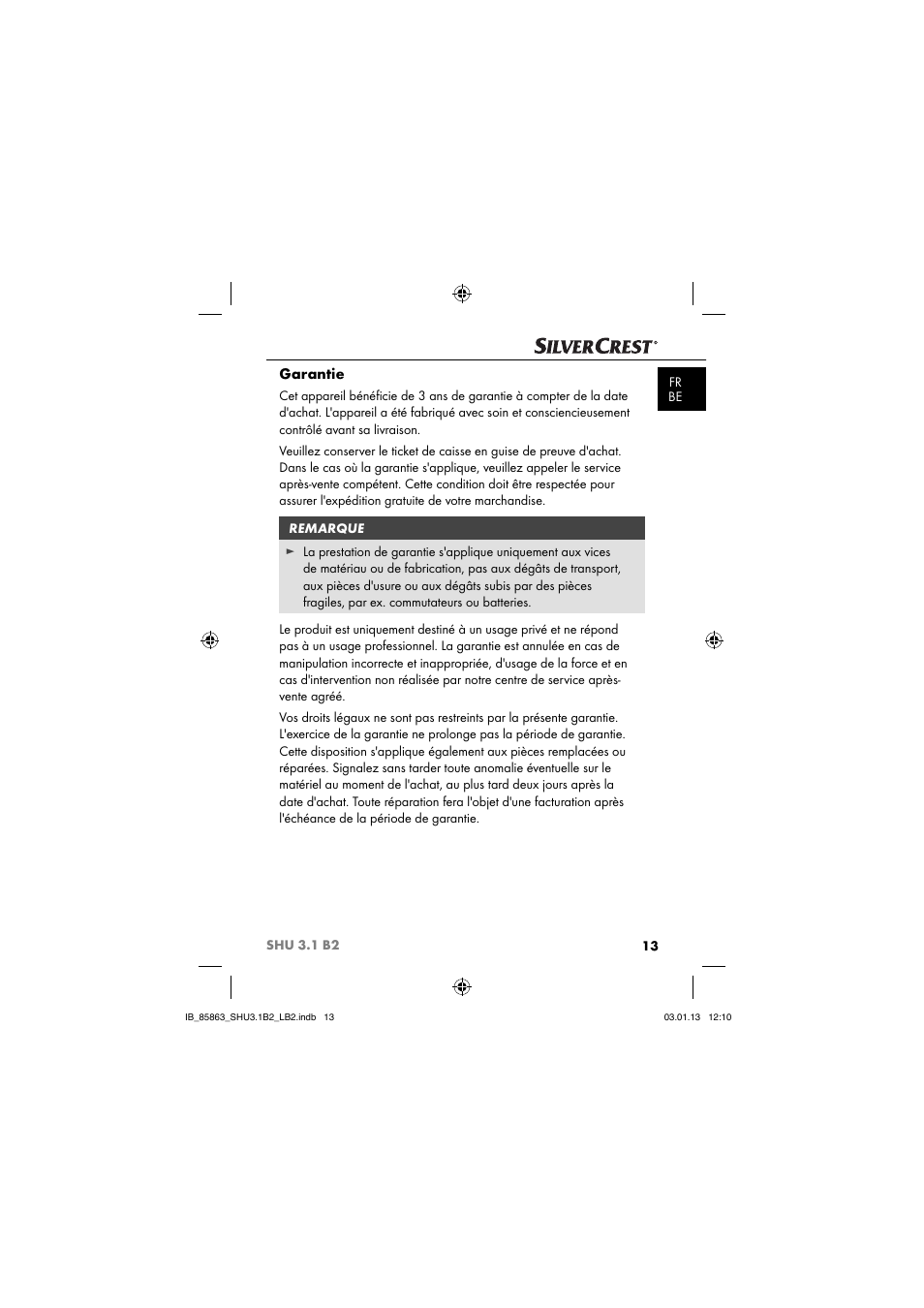 Garantie | Silvercrest SHU 3.1 B2 User Manual | Page 16 / 46