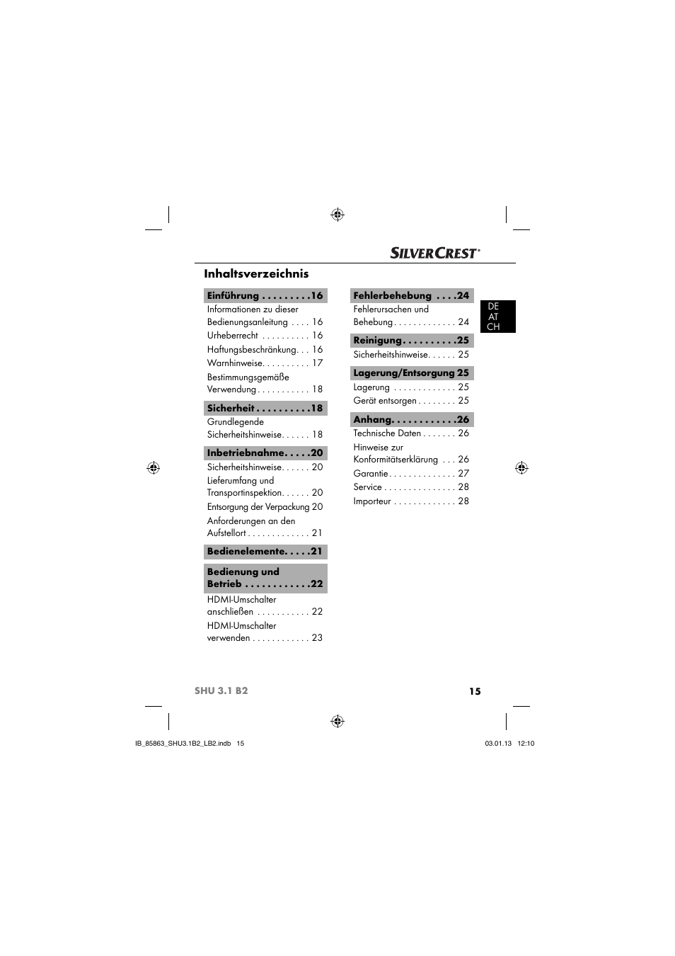 Silvercrest SHU 3.1 B2 User Manual | Page 18 / 46