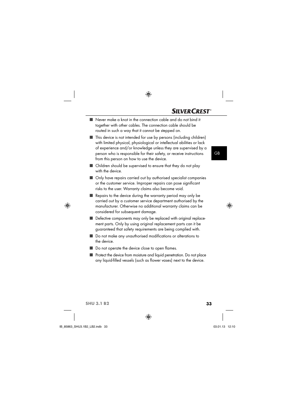 Silvercrest SHU 3.1 B2 User Manual | Page 36 / 46