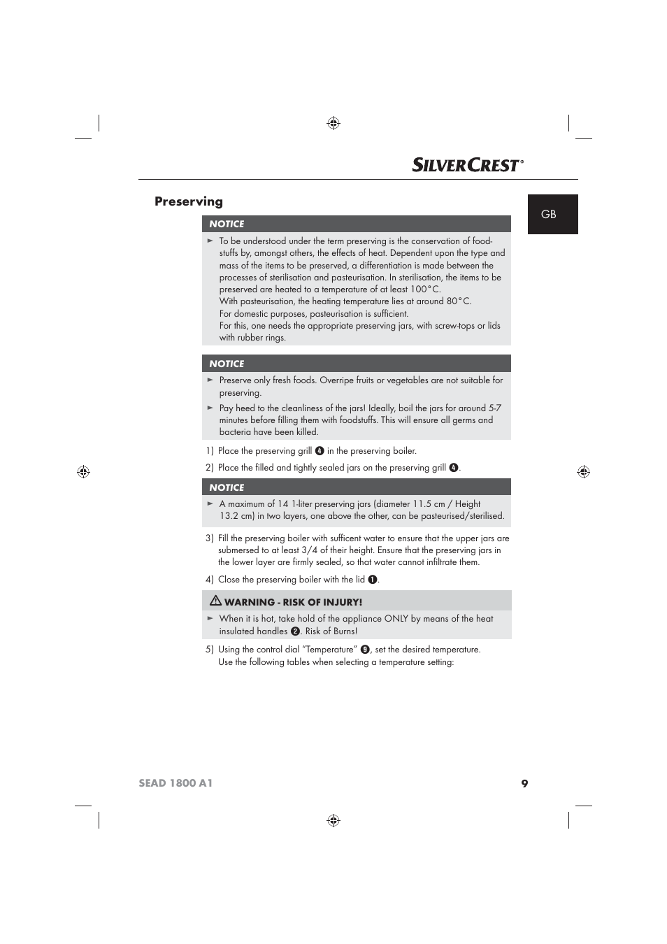 Preserving | Silvercrest SEAD 1800 A1 User Manual | Page 11 / 141