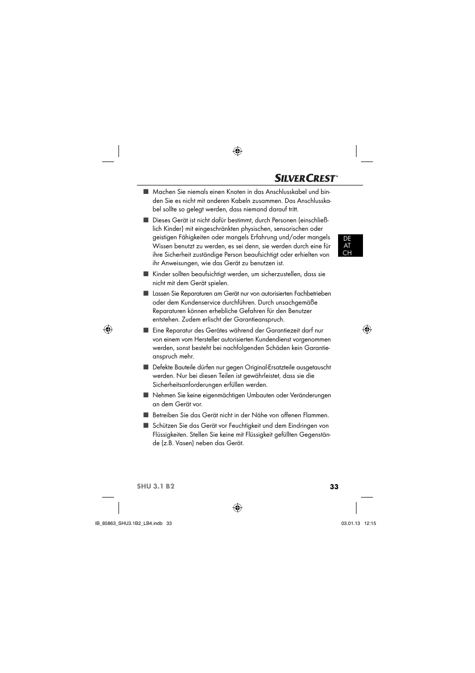 Silvercrest SHU 3.1 B2 User Manual | Page 36 / 46