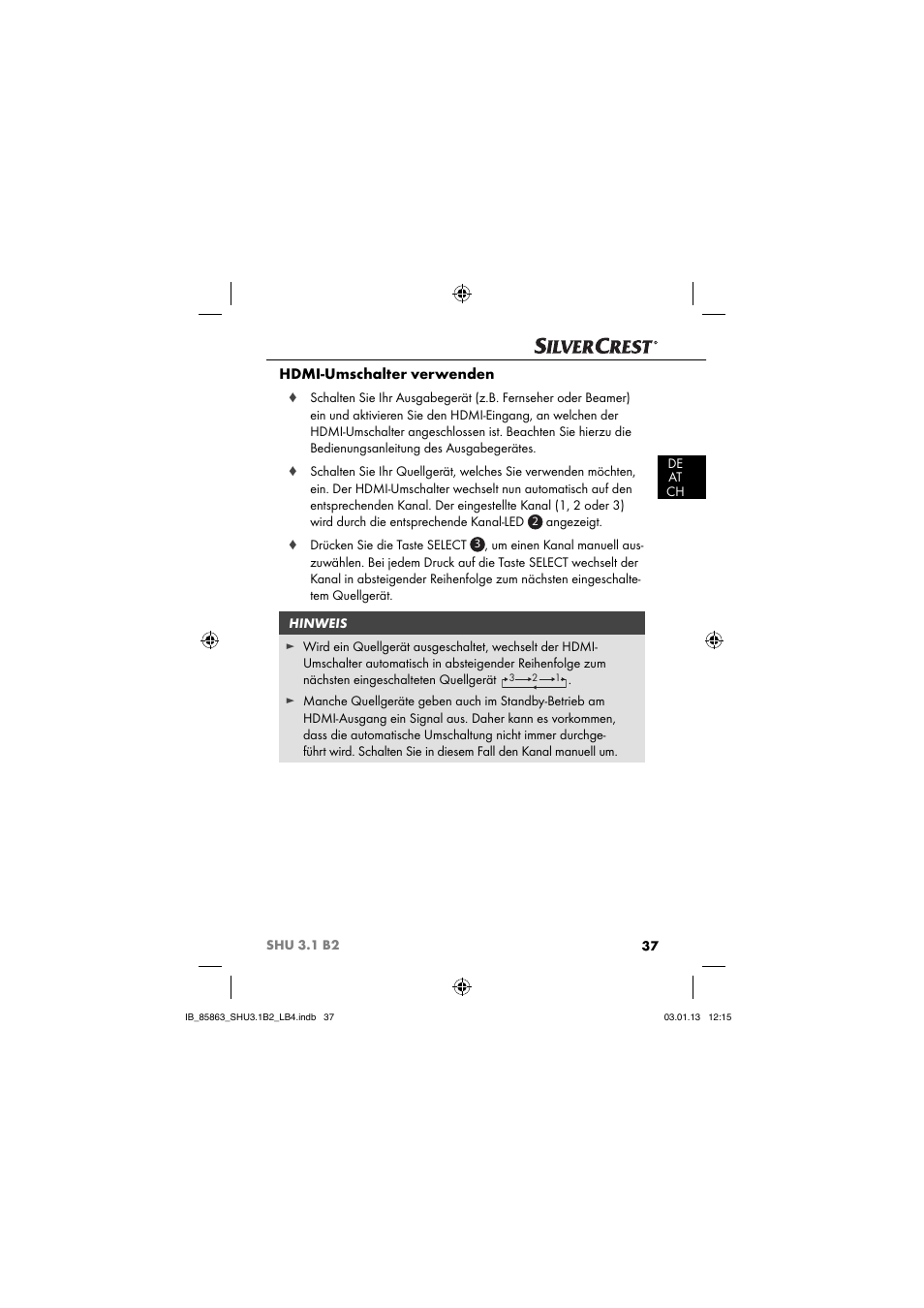 Hdmi-umschalter verwenden | Silvercrest SHU 3.1 B2 User Manual | Page 40 / 46