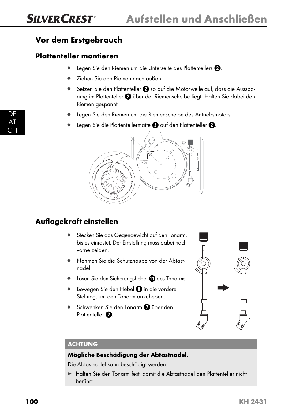 Aufstellen und anschließen, Vor dem erstgebrauch | Silvercrest KH 2431 User Manual | Page 103 / 124