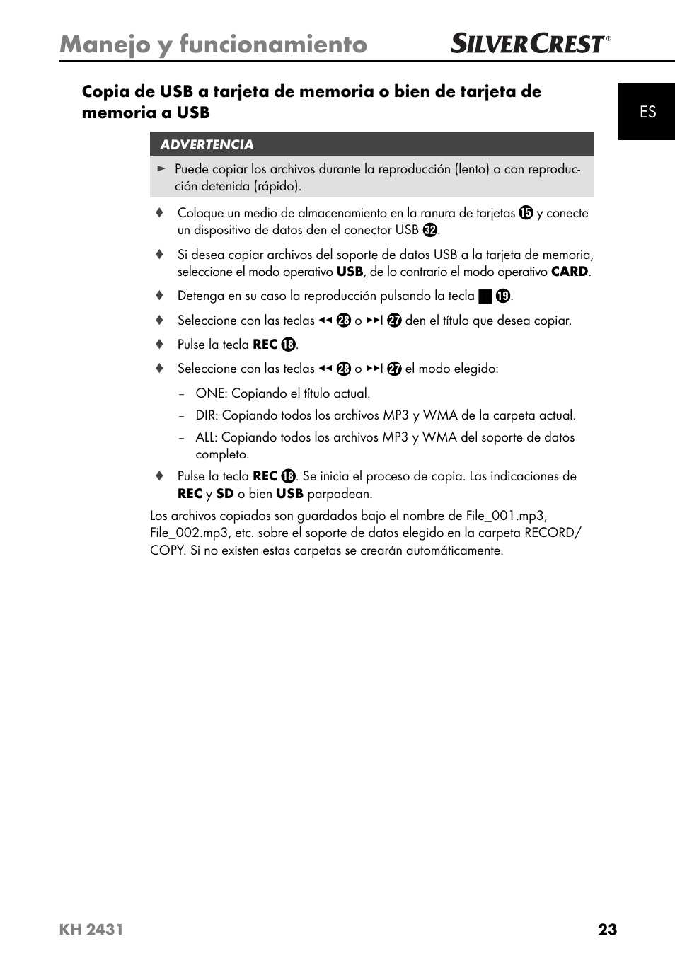 Manejo y funcionamiento | Silvercrest KH 2431 User Manual | Page 26 / 124