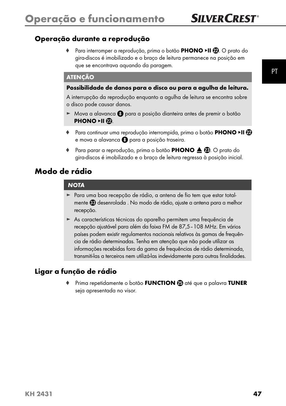 Operação e funcionamento, Modo de rádio | Silvercrest KH 2431 User Manual | Page 50 / 124
