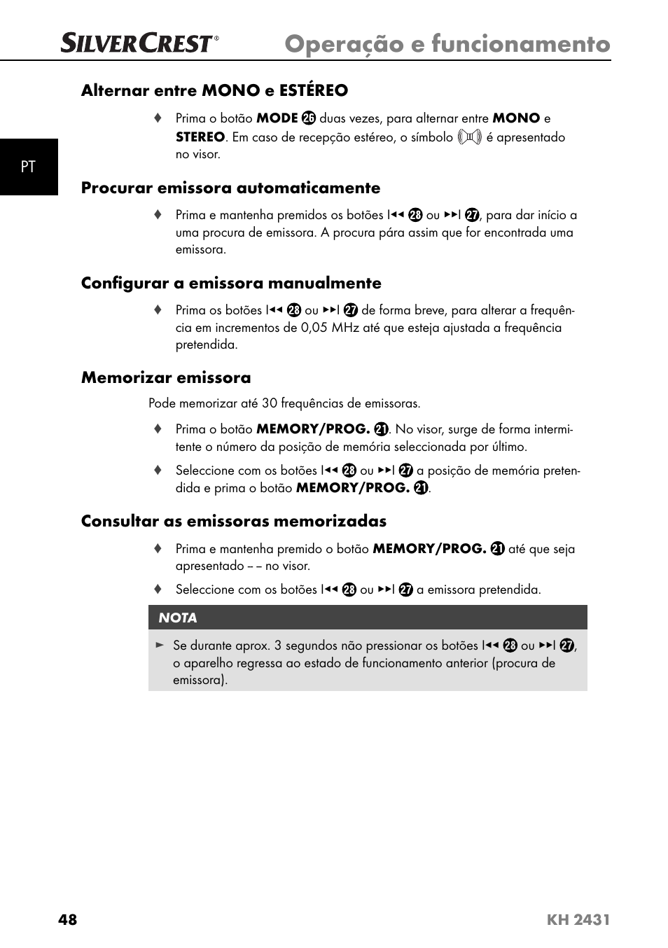 Operação e funcionamento | Silvercrest KH 2431 User Manual | Page 51 / 124