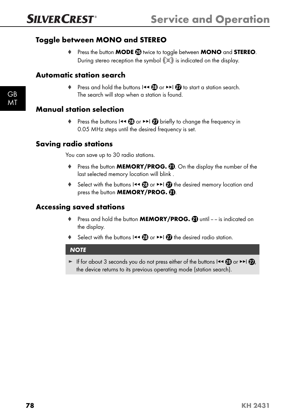 Service and operation | Silvercrest KH 2431 User Manual | Page 81 / 124