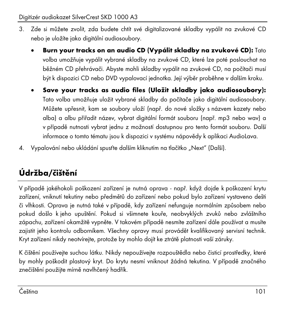 Údržba/čištění | Silvercrest SKD 1000 A3 User Manual | Page 103 / 134
