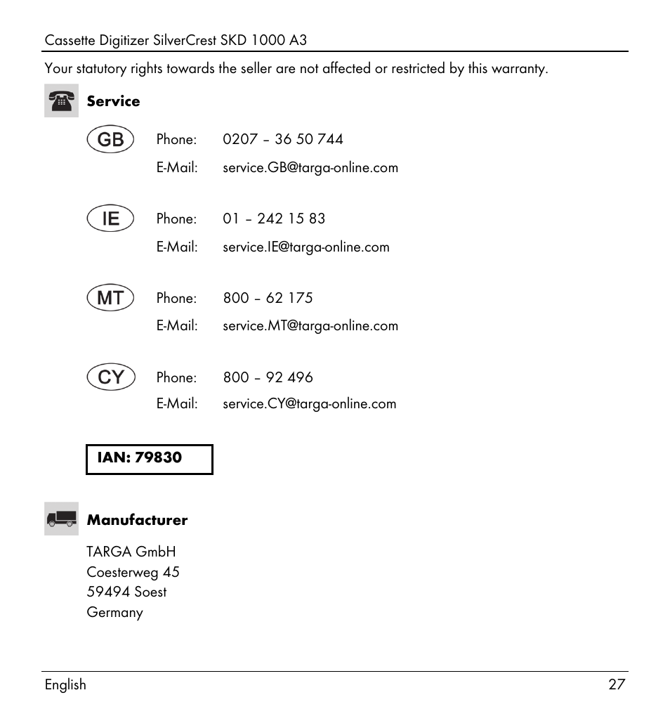 Silvercrest SKD 1000 A3 User Manual | Page 29 / 134