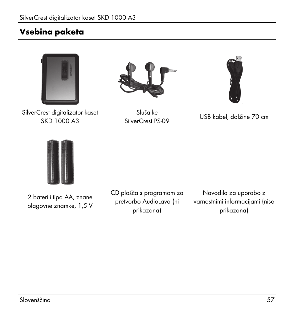 Vsebina paketa | Silvercrest SKD 1000 A3 User Manual | Page 59 / 134
