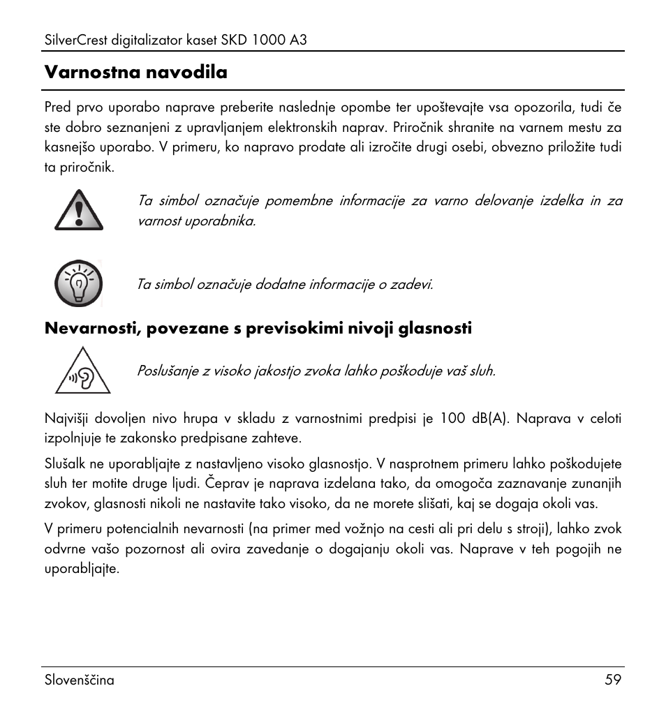 Varnostna navodila | Silvercrest SKD 1000 A3 User Manual | Page 61 / 134
