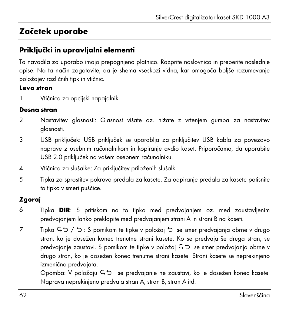Začetek uporabe | Silvercrest SKD 1000 A3 User Manual | Page 64 / 134