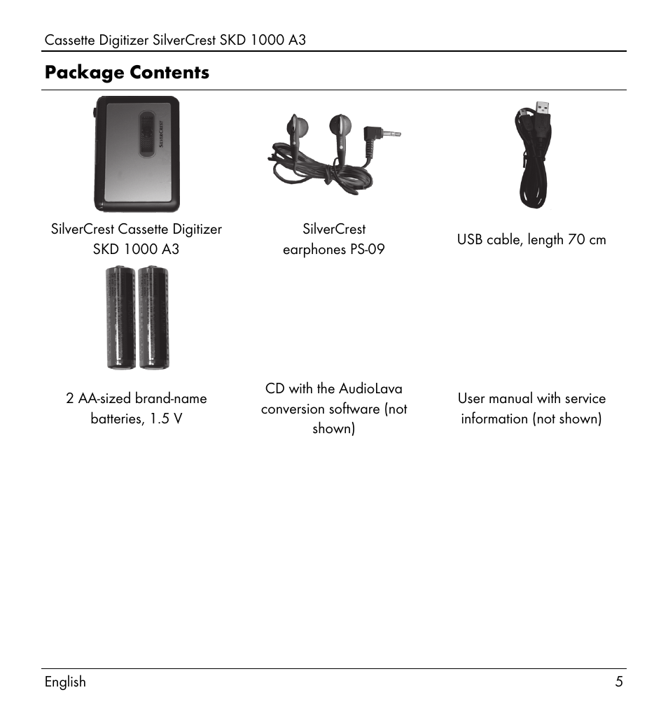 Package contents | Silvercrest SKD 1000 A3 User Manual | Page 7 / 134