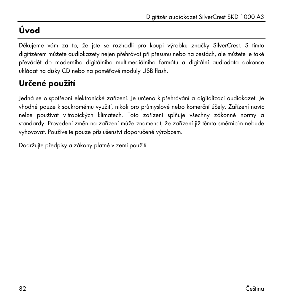 Úvod, Určené použití | Silvercrest SKD 1000 A3 User Manual | Page 84 / 134