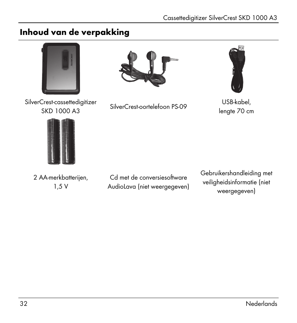 Inhoud van de verpakking | Silvercrest SKD 1000 A3 User Manual | Page 34 / 110