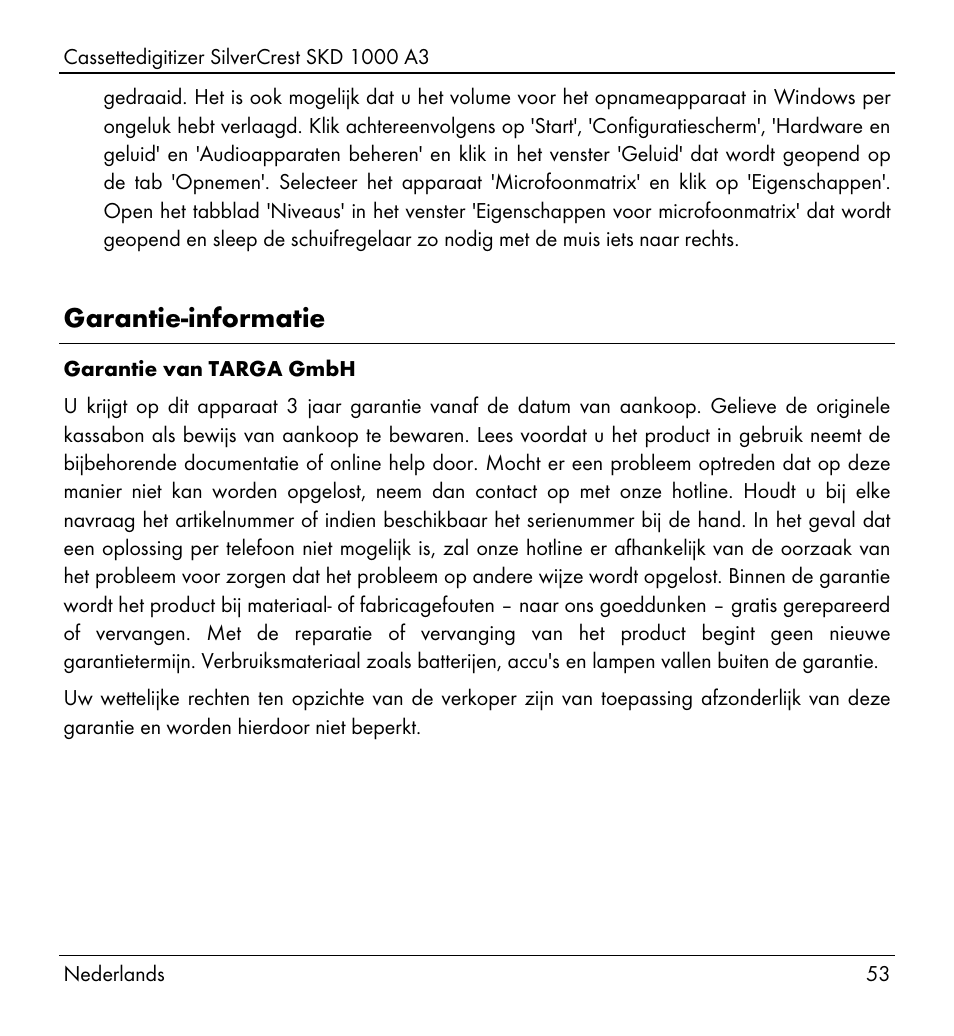 Garantie-informatie | Silvercrest SKD 1000 A3 User Manual | Page 55 / 110