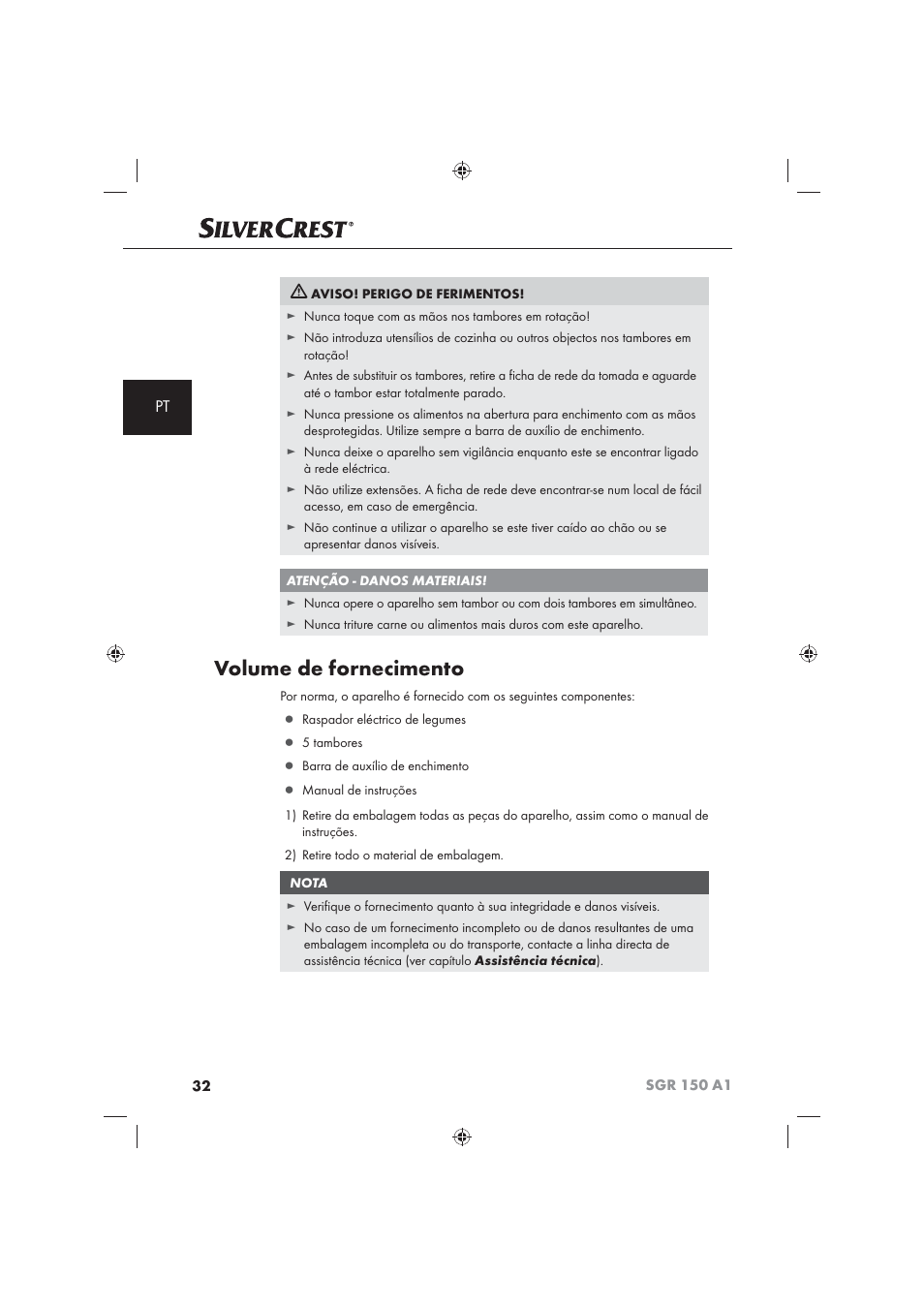 Volume de fornecimento | Silvercrest SGR 150 A1 User Manual | Page 34 / 73