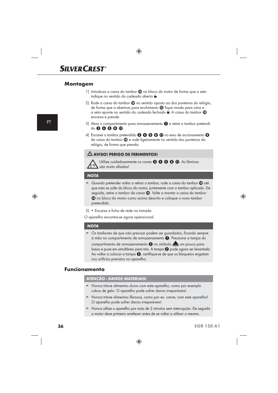 Montagem, Funcionamento | Silvercrest SGR 150 A1 User Manual | Page 38 / 73