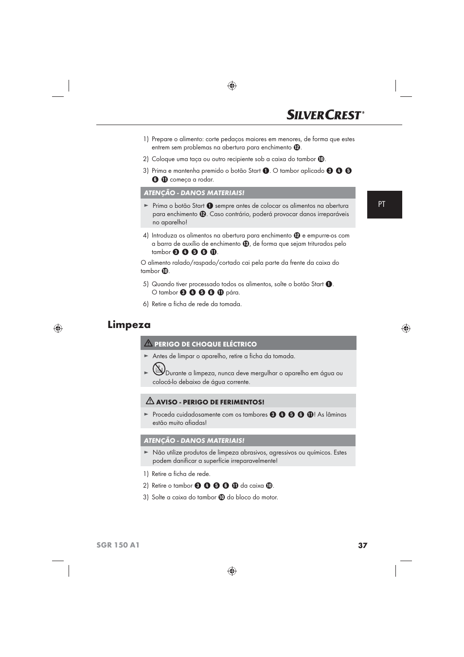 Limpeza | Silvercrest SGR 150 A1 User Manual | Page 39 / 73