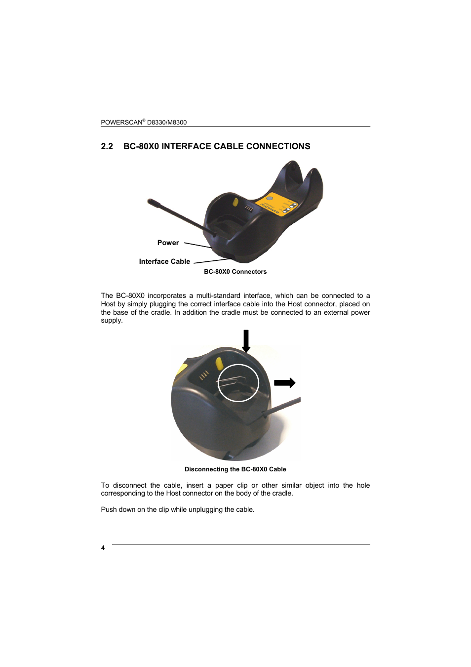 2 bc-80x0 interface cable connections, Bc-80x0 interface cable connections | Datalogic Scanning POWERSCAN D8330 User Manual | Page 12 / 212